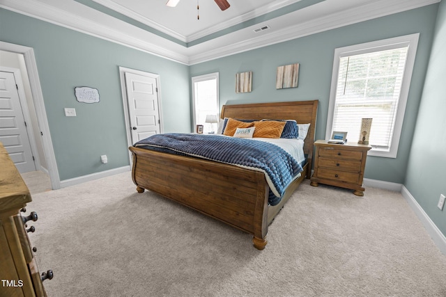 45 Chaucer Ct W, Zebulon, NC 27597 - carpeted bedroom with ornamental molding, multiple windows, baseboards, and ceiling fan