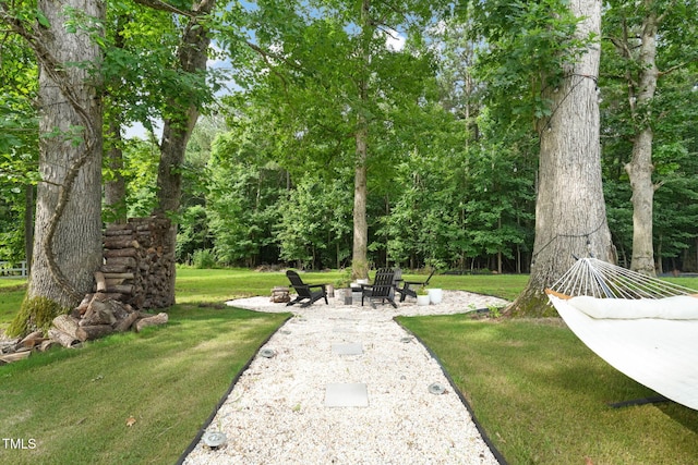 947 Weatherby Ln, Creedmoor, NC 27522 - view of grassy yard with a fire pit