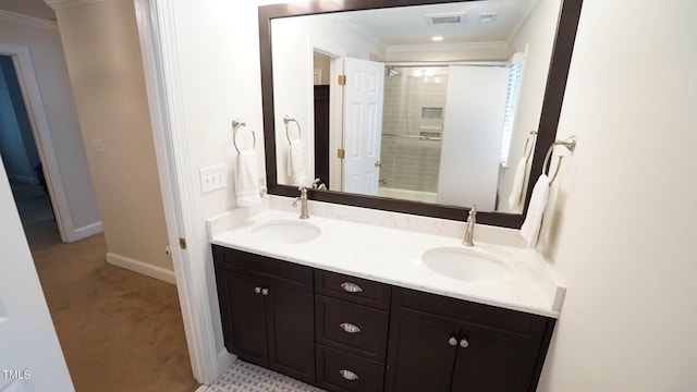 12037 Deer Run, Raleigh, NC 27614 - full bath featuring double vanity and crown molding