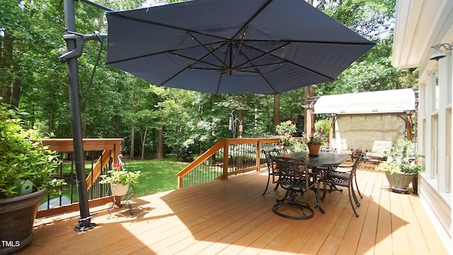 12037 Deer Run, Raleigh, NC 27614 - wooden deck featuring outdoor dining area and a yard