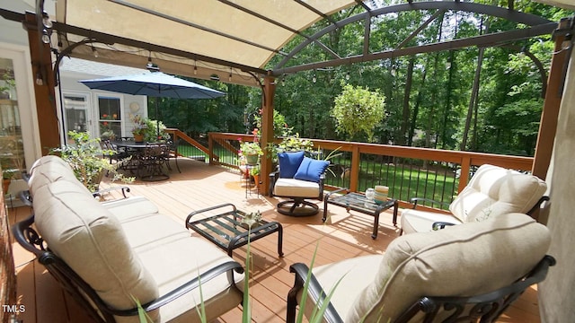 12037 Deer Run, Raleigh, NC 27614 - deck featuring outdoor lounge area and outdoor dining space