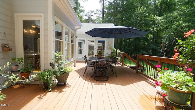 12037 Deer Run, Raleigh, NC 27614 - wooden deck featuring outdoor dining space
