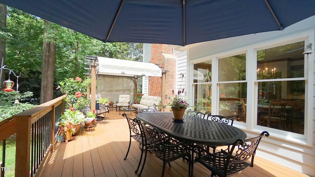 12037 Deer Run, Raleigh, NC 27614 - wooden deck with outdoor dining area