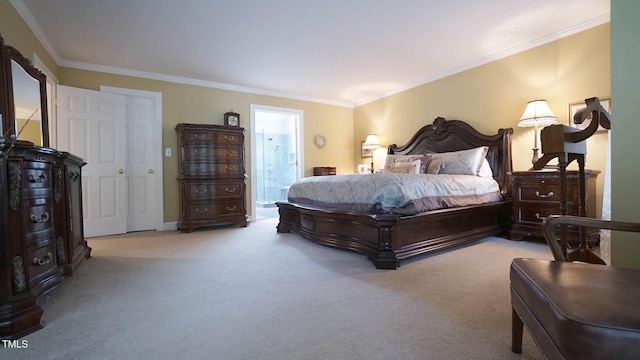 12037 Deer Run, Raleigh, NC 27614 - bedroom with ornamental molding, carpet flooring, and ensuite bathroom