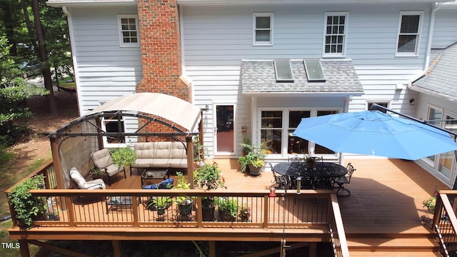12037 Deer Run, Raleigh, NC 27614 - deck with outdoor dining area and an outdoor living space