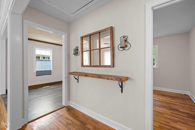 105 Hanna St, Carrboro, NC 27510 - hallway featuring hardwood / wood-style floors and baseboards