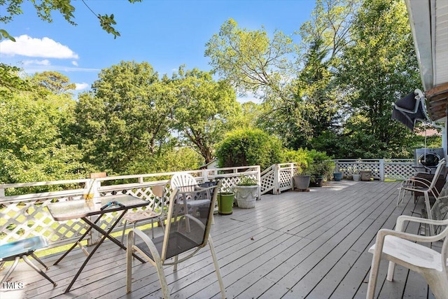 506 Currin St, Durham, NC 27703 - wooden deck featuring view of scattered trees