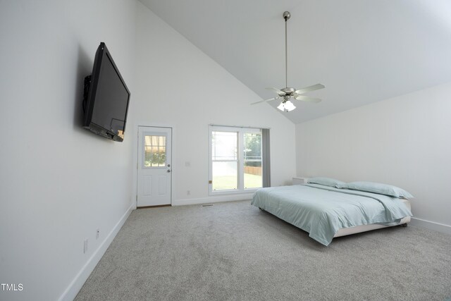 25 Ruth Cir, Fuquay Varina, NC 27526 - carpeted bedroom with high vaulted ceiling and ceiling fan