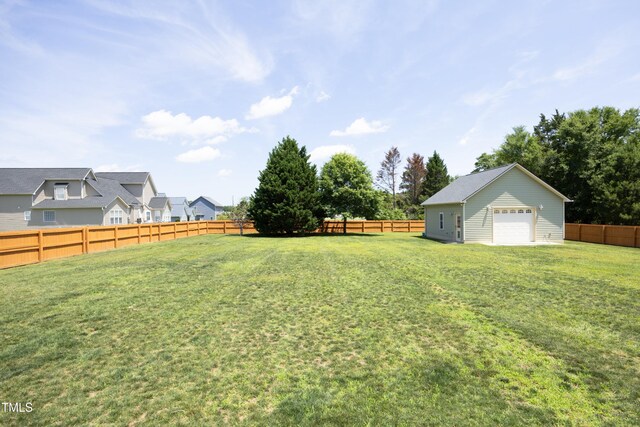 25 Ruth Cir, Fuquay Varina, NC 27526 - fenced backyard featuring a garage
