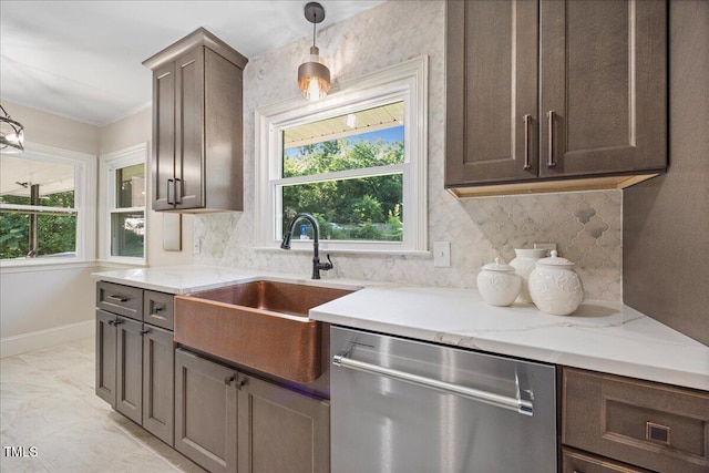 800 Camden Ave, Durham, NC 27701 - kitchen with dishwasher, a sink, backsplash, and plenty of natural light