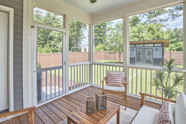 554 Beacon Ridge Blvd, Chapel Hill, NC 27516 - sunroom / solarium with a ceiling fan and plenty of natural light