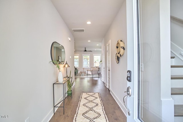 554 Beacon Ridge Blvd, Chapel Hill, NC 27516 - entrance foyer with recessed lighting, ceiling fan, and wood finished floors