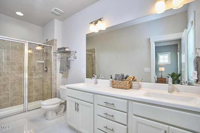 554 Beacon Ridge Blvd, Chapel Hill, NC 27516 - full bath with double vanity, a stall shower, and tile patterned flooring