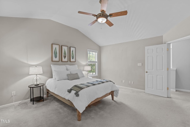4804 Carmen Ln, Durham, NC 27707 - bedroom with vaulted ceiling, carpet, and a ceiling fan