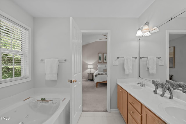 4804 Carmen Ln, Durham, NC 27707 - full bathroom with ensuite bath, double vanity, and a tub with jets