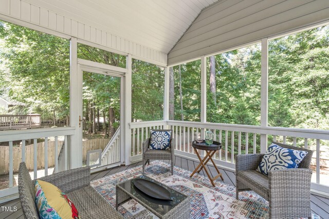 4804 Carmen Ln, Durham, NC 27707 - sunroom with lofted ceiling