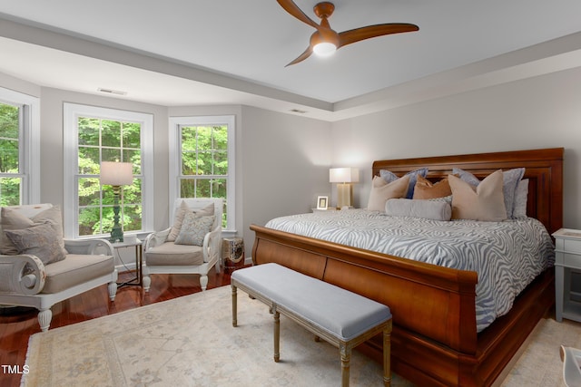 603 Edburton Ct, Hillsborough, NC 27278 - bedroom with wood finished floors and a ceiling fan