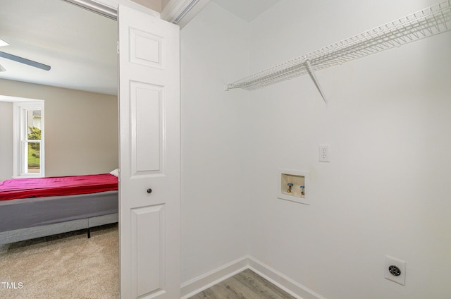 2324 Dahlgreen Rd, Raleigh, NC 27615 - laundry area featuring electric dryer hookup, a ceiling fan, and hookup for a washing machine