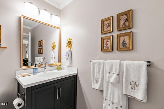 433 Rosehaven Dr, Raleigh, NC 27609 - bathroom featuring ornamental molding and vanity