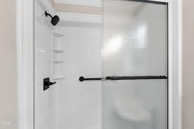 433 Rosehaven Dr, Raleigh, NC 27609 - full bath featuring a shower stall and ornamental molding