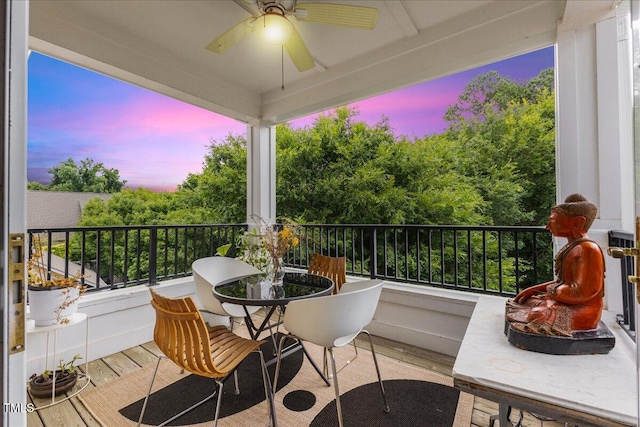 800 Savannah Ridge Rd Unit 109, Holly Springs, NC 27540 - balcony at dusk with a ceiling fan