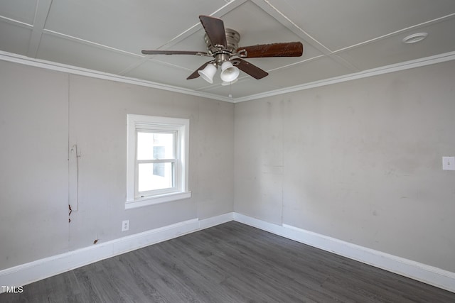306 W Main St, Pine Level, NC 27568 - unfurnished room with dark wood-style floors, ceiling fan, baseboards, and ornamental molding