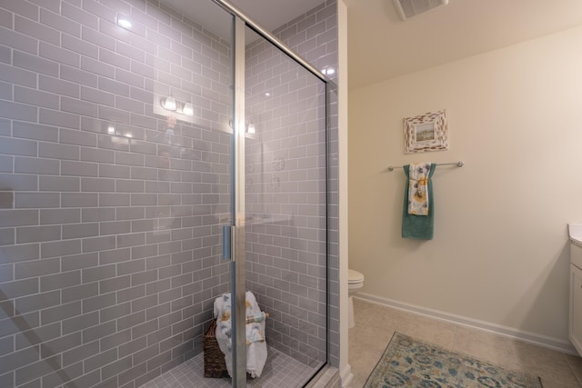 303 Enfield Dr, Carthage, NC 28327 - bathroom featuring a stall shower, vanity, and toilet