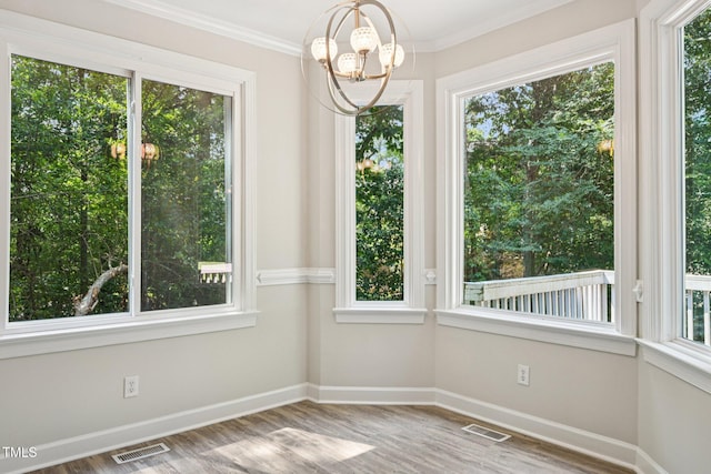 316 Trafalgar Ln, Cary, NC 27513 - unfurnished sunroom featuring a chandelier