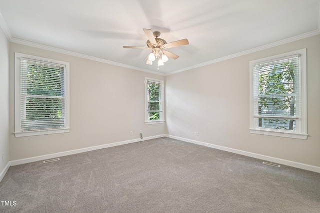 316 Trafalgar Ln, Cary, NC 27513 - carpeted empty room with crown molding and ceiling fan
