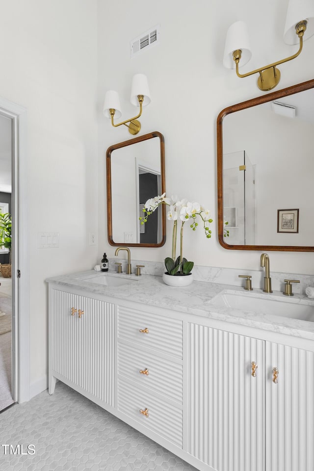 16 Cedar Hill Dr, Durham, NC 27713 - full bathroom with double vanity and tile patterned floors