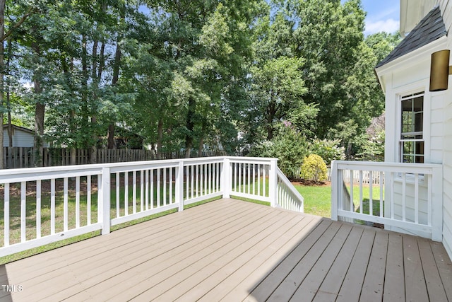 16 Cedar Hill Dr, Durham, NC 27713 - deck with a fenced backyard and view of wooded area