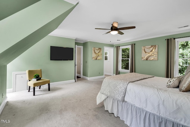 12 Gatesway Ct, Durham, NC 27707 - bedroom featuring carpet floors, crown molding, and ceiling fan