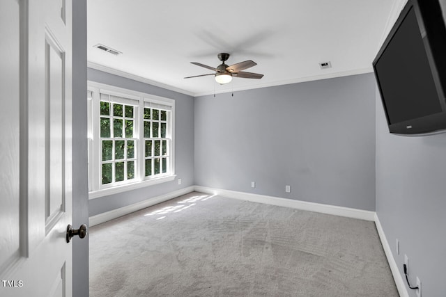 12 Gatesway Ct, Durham, NC 27707 - unfurnished room with a ceiling fan, crown molding, and carpet flooring