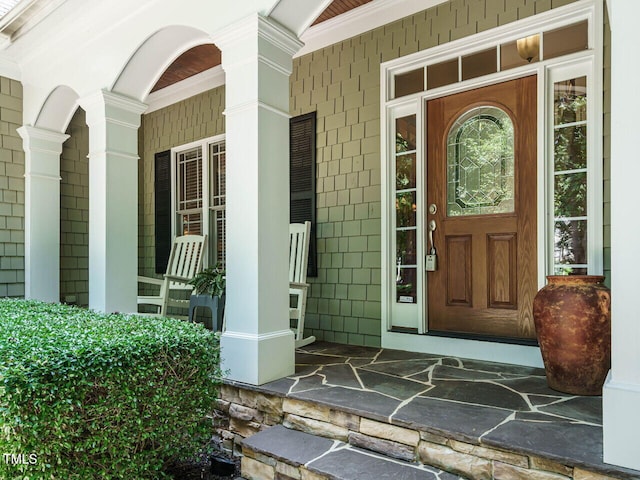 8504 Carlton Oaks Dr, Wake Forest, NC 27587 - doorway to property with a porch