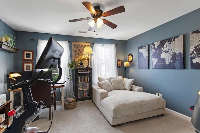 818 Bryant St, Raleigh, NC 27603 - sitting room with carpet floors and a ceiling fan