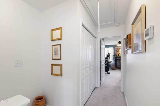 818 Bryant St, Raleigh, NC 27603 - hall featuring attic access and light colored carpet