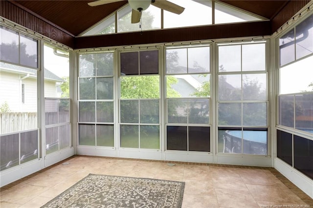 6529 Jacobs Creek Cir, Fayetteville, NC 28306 - unfurnished sunroom with vaulted ceiling and a ceiling fan
