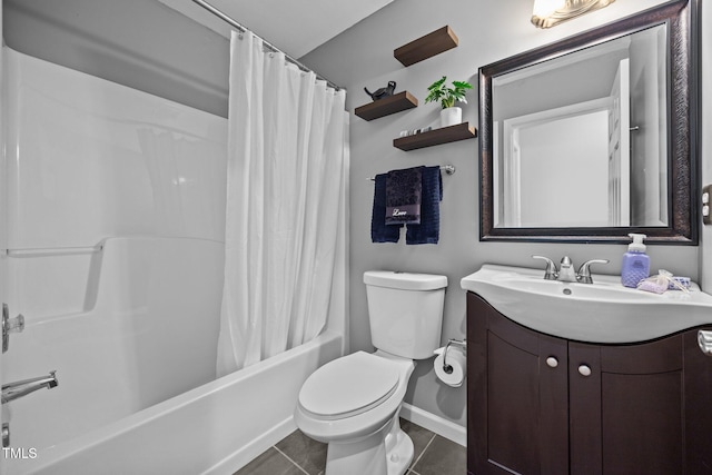 5561 Roan Mountain Pl, Raleigh, NC 27613 - full bathroom featuring vanity, tile patterned flooring, and shower / bathtub combination with curtain