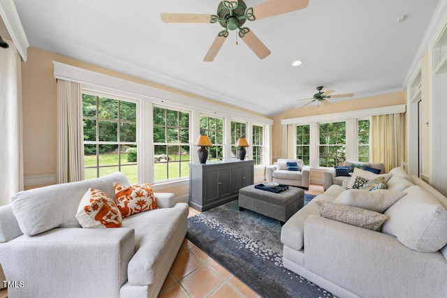 305 Lochridge Dr, Roxboro, NC 27573 - sunroom with tile patterned flooring, recessed lighting, and lofted ceiling