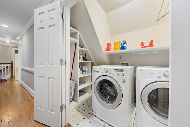 305 Lochridge Dr, Roxboro, NC 27573 - laundry room with crown molding and independent washer and dryer