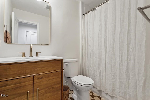 6609 Hunters Ln, Durham, NC 27713 - full bathroom featuring vanity, tile patterned floors, and a shower with curtain