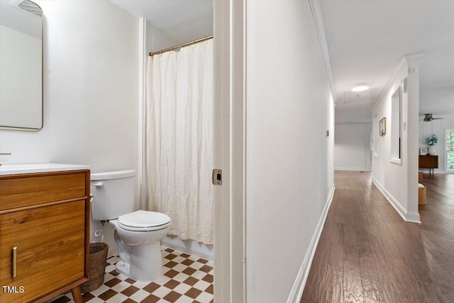6609 Hunters Ln, Durham, NC 27713 - bathroom featuring vanity, crown molding, and tile patterned floors