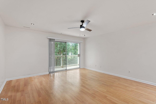 1851 Trailwood Heights Ln, Raleigh, NC 27603 - spare room featuring a ceiling fan, light wood-style flooring, and recessed lighting