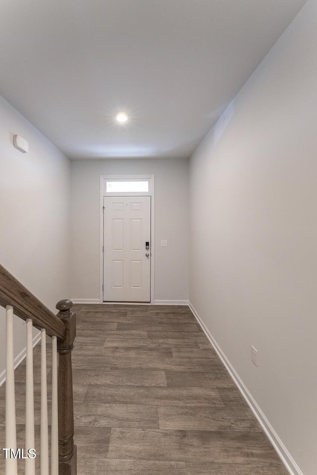 227 Liam St, Clayton, NC 27520 - entryway featuring wood finished floors, baseboards, recessed lighting, and stairs