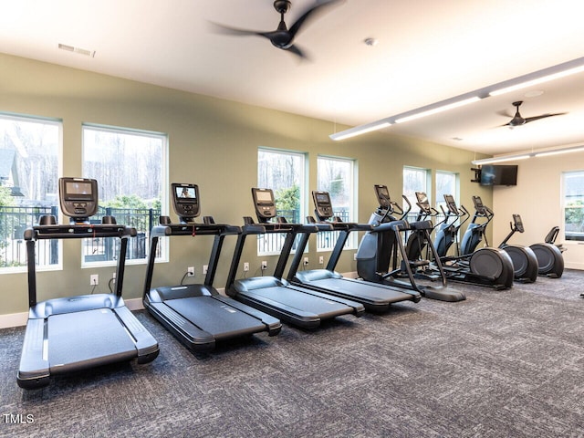 287 Aspen Ave, Pittsboro, NC 27312 - exercise room with ceiling fan and baseboards