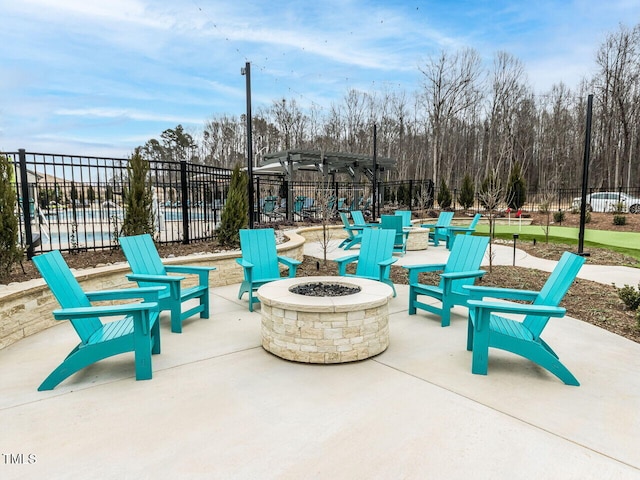 287 Aspen Ave, Pittsboro, NC 27312 - view of patio featuring a fire pit