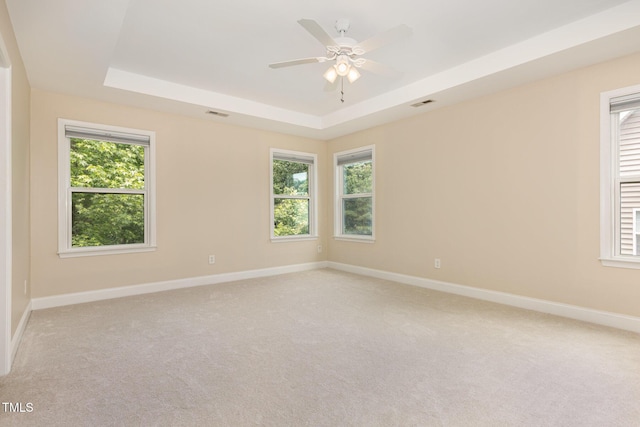 1304 Barnford Mill Rd, Wake Forest, NC 27587 - spare room featuring a raised ceiling, light carpet, and a ceiling fan