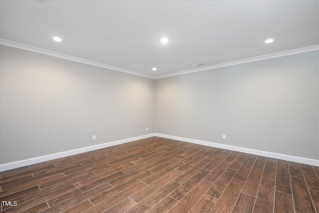 2508 Kearney Rd, Wake Forest, NC 27587 - unfurnished room featuring ornamental molding, dark wood-style flooring, and recessed lighting