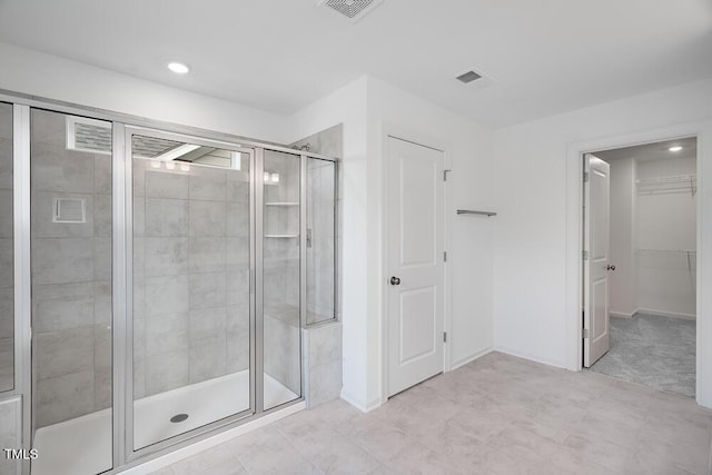 1061 Hardin Hill Ln, Knightdale, NC 27545 - full bath featuring a stall shower, a spacious closet, and recessed lighting
