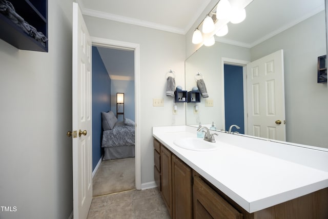 146 Greenmont Ln, Cary, NC 27511 - bathroom featuring vanity, connected bathroom, and ornamental molding